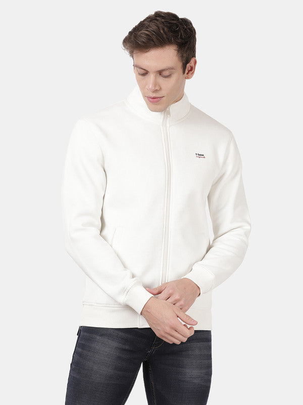 t-base Broken White Cotton Polyester Fleece Solid Sweatshirt