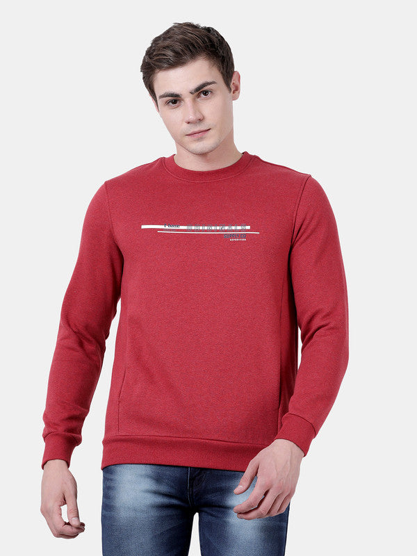 t-base Brick Red Melange Cotton Polyester Fleece Melange Sweatshirt