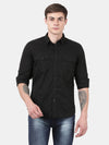 t-base Men Black Cotton/Lycra Solid Casual Shirt