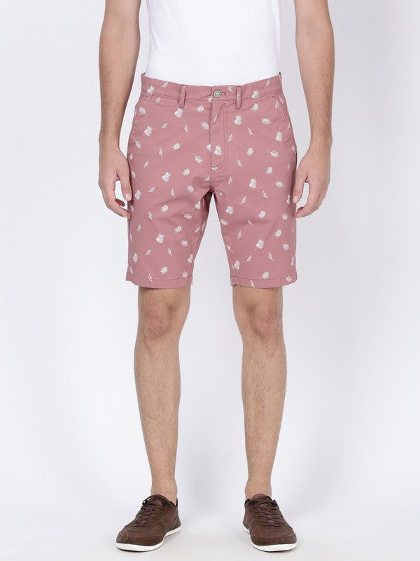t-base Men Dusty Rose Cotton Stretch Printed Chino Shorts