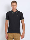 t-base men's Navy Polo Neck Solid T-Shirt