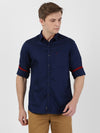 t-base Men Navy Cotton Solid Casual Shirt