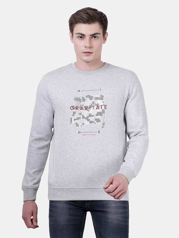 t-base Grey Melange Cotton Polyester Fleece Melange Sweatshirt