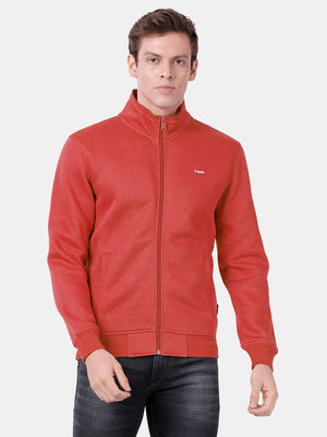 t-base Deep Red Cotton Polyester Fleece Solid Sweatshirt