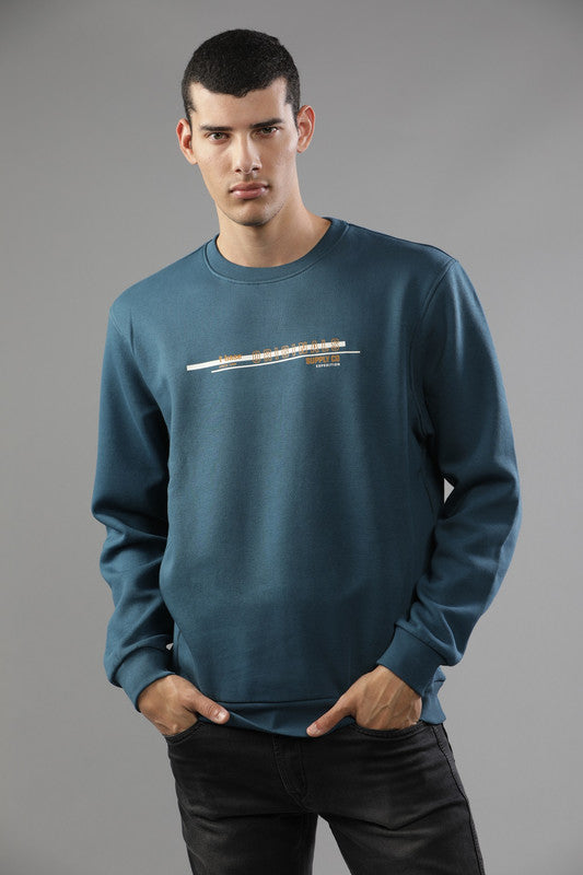 t-base Blue Opal Cotton Polyester Fleece Solid Sweatshirt