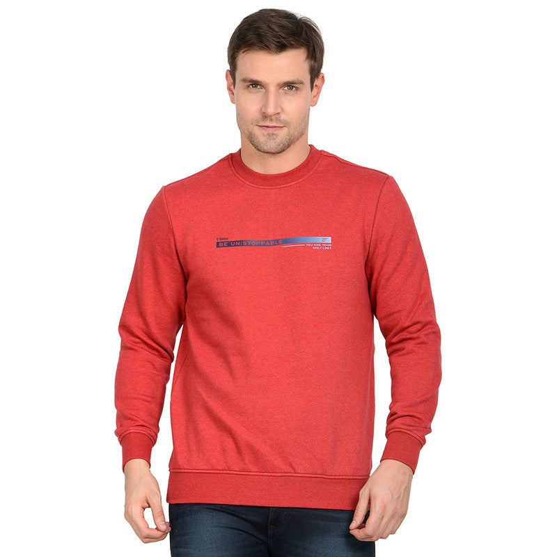t-base Brick Red Melange Cotton Polyester Melange Sweatshirt