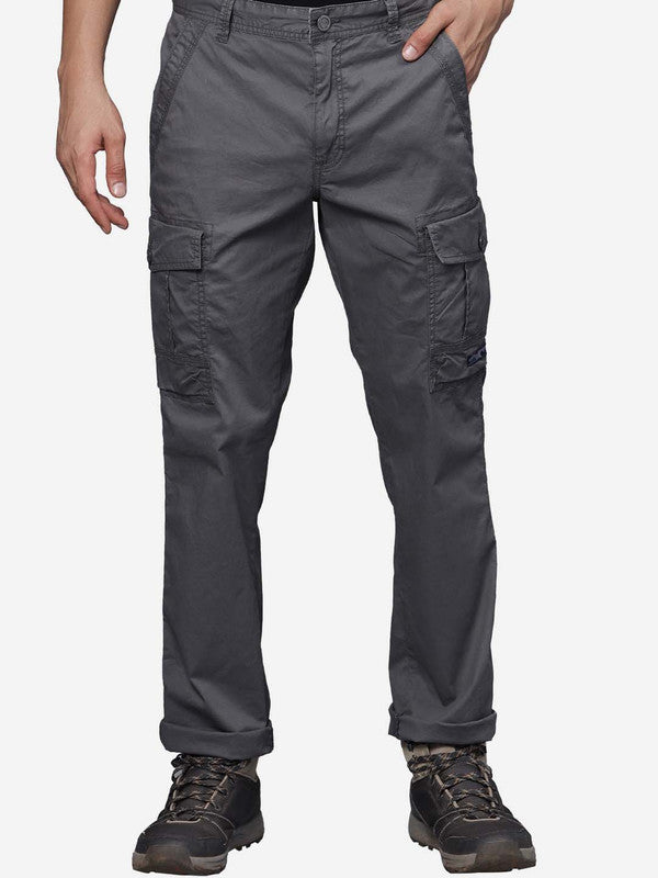 t-base men Iron Grey Cotton Lycra Solid Cargo Pants