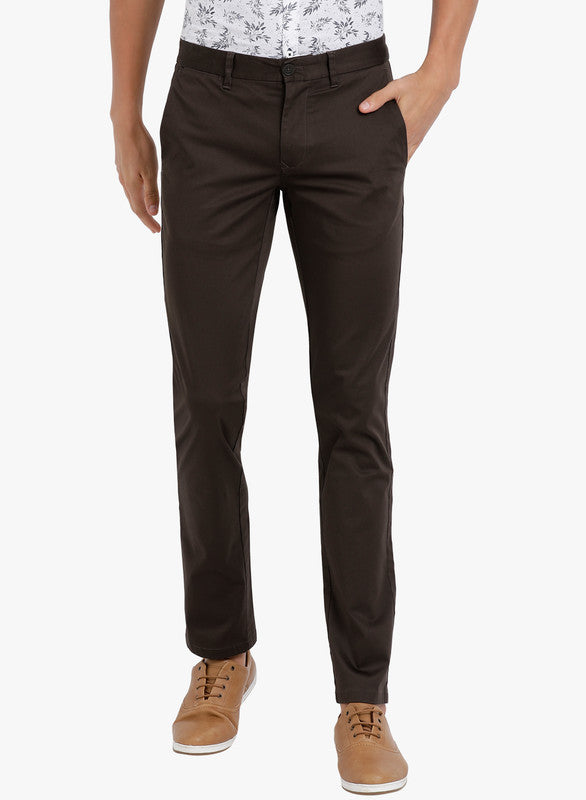 t-base men's Black Solid Cotton Stretch Chino Pant