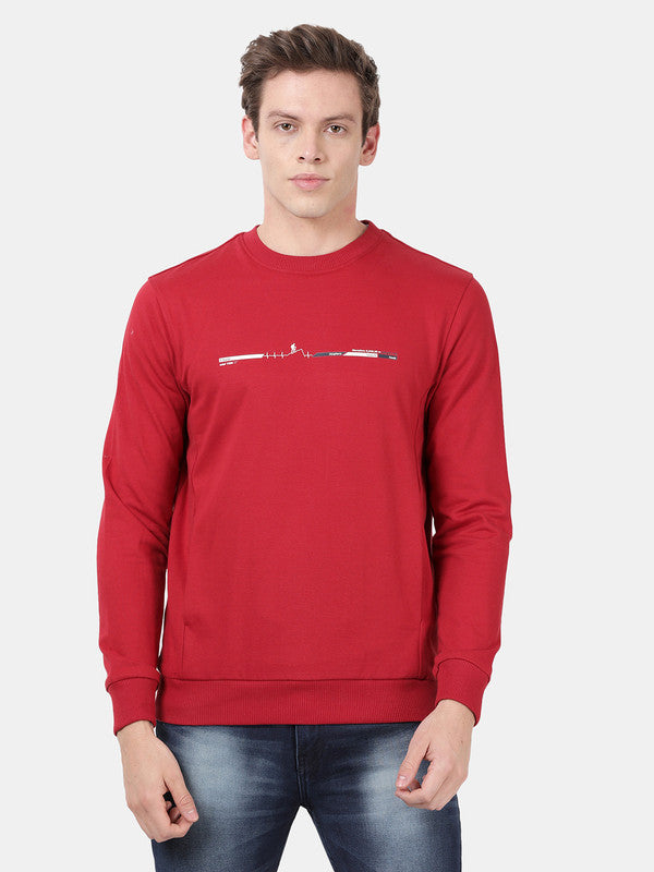 t-base Cp Red Cotton Polyster Terry Solid Sweatshirt