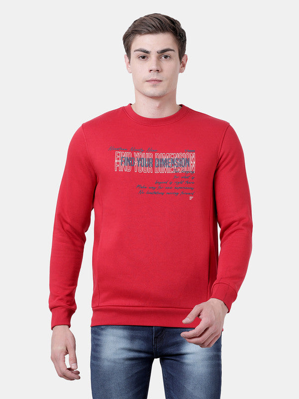 t-base Haute Red Cotton Polyester Fleece Solid Sweatshirt