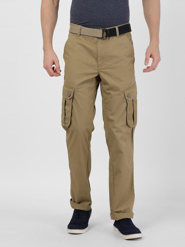 Khaki Solid Cargo Pants