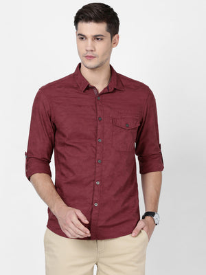  t-base Red Solid Cotton Casual Shirt 