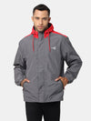 t-base Red Steel Grey Nylon Ripstop Solid Full Sleeve Rainwear Jacket