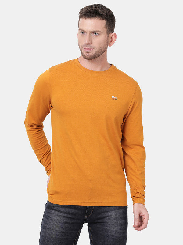 Spruce Yellow Solid Cotton Crew Neck t-shirt