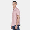 t-base Misty Rose Cotton Linen Solid Shirt