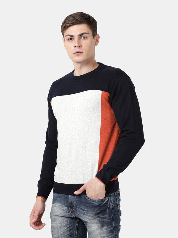 t-base Burnt Orange Mel Full Sleeve Crewneck Stylised Sweater