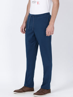 t-base men's Blue Solid Regular-Fit Track Pant
