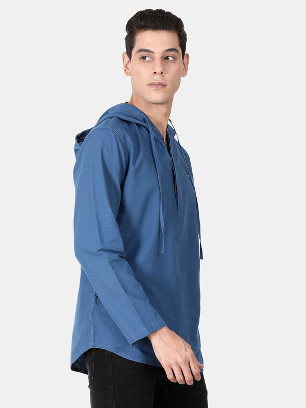 t-base Royal Blue Full Sleeve Cotton Solid Casual Shirt