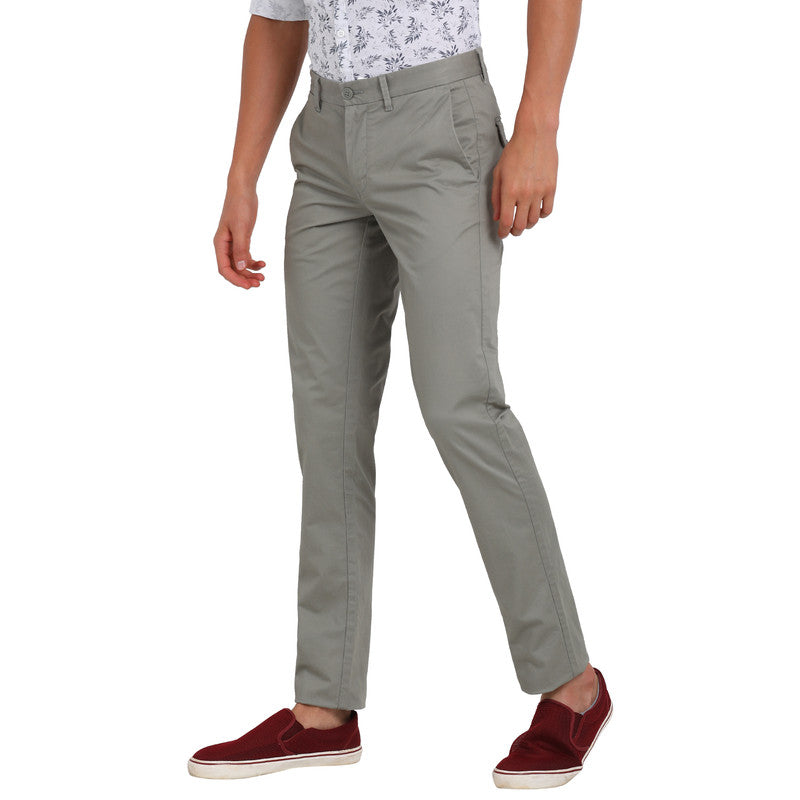 t-base men's Grey Solid Cotton Stretch Chino Pant