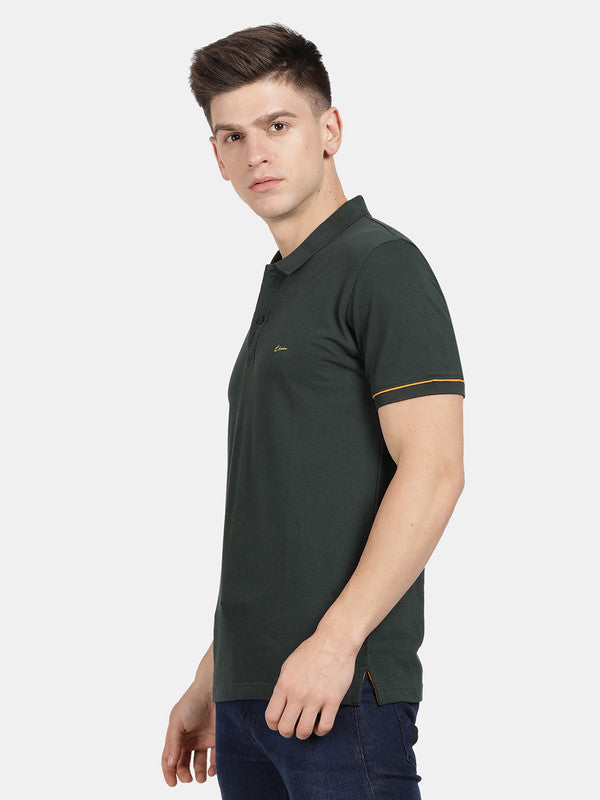 t-base Alpine Green Cotton Polyester Polo Solid T-Shirt