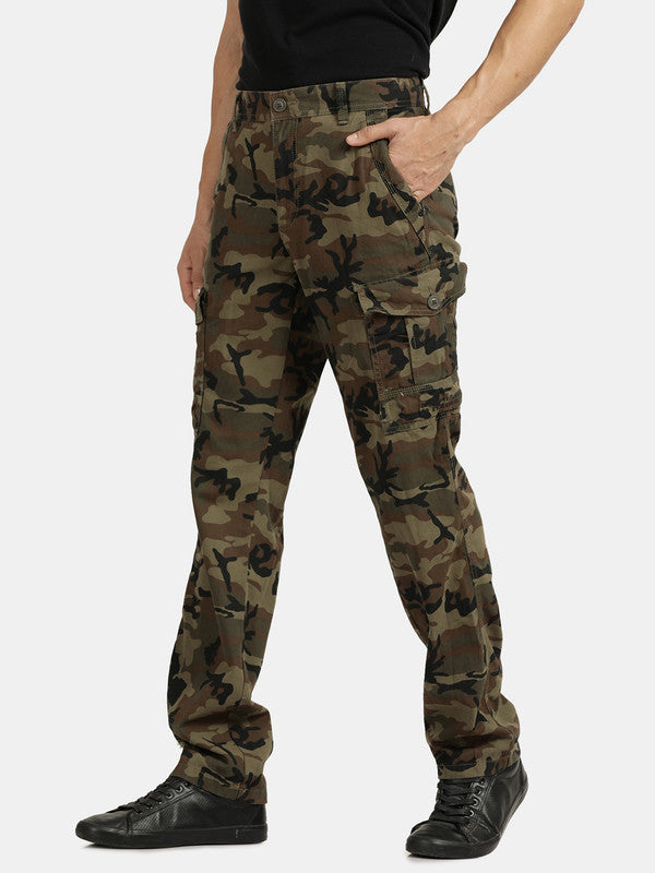 Olive Cotton Solid Cargo Pant