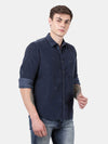 t-base Men Insignia Blue Corduroy Melange Casual Shirt