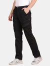 Black Cotton Dobby Solid Cargo Pant