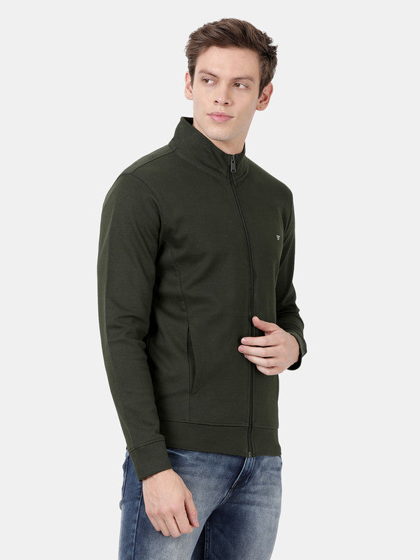 t-base Deep Moss Cotton Polyester Solid Sweatshirt