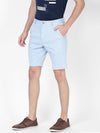 t-base Men Powder Blue Cotton Polyster Linen Solid Chino Shorts