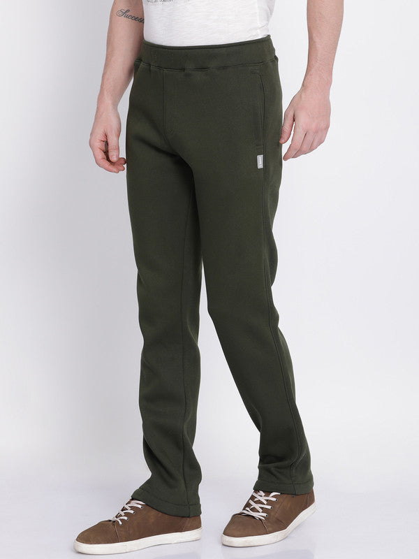 t-base men's Olive Solid Regular-Fit Pant