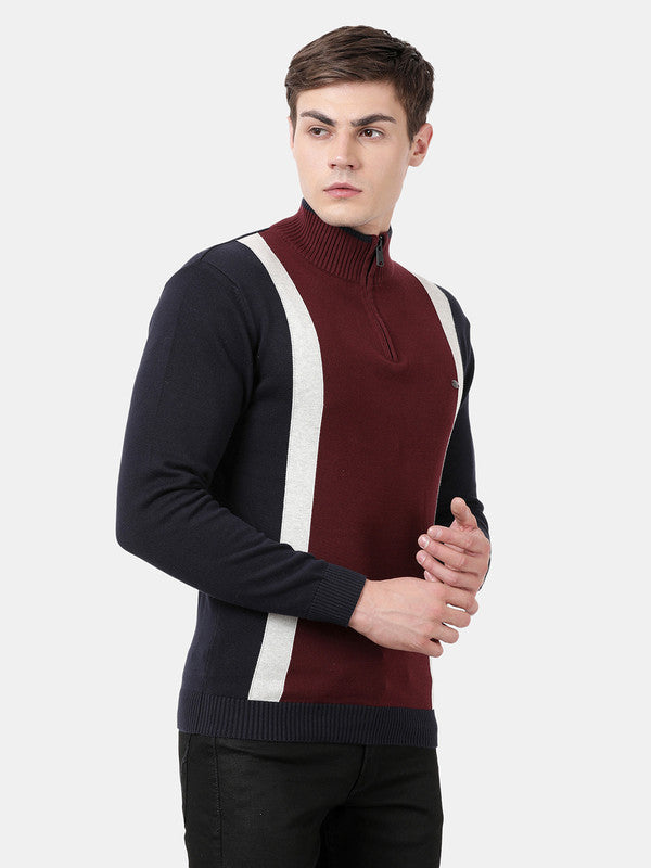 t-base Vineyard Full Sleeve Half Zip Stylised Sweater