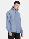 Storm Blue Nylon Ribstop Solid Full Sleeve Waterproof Rainwear Jacket