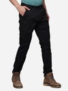 Black Cotton Stretch Solid Cargo Joggers