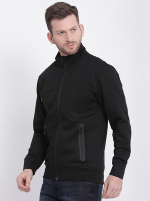 t-base Black Cotton Polyster Interlock Solid Sweatshirt