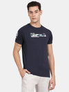 Blue Round Neck Solid T-Shirt