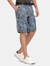 t-base Men Coronet Blue Cotton Printed Cargo Shorts