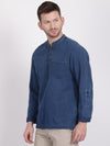 t-base Denim Blue Indigo Twill Cotton Casual Shirt