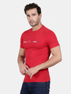 Haute Red Cotton Stretch Half Sleeve Solid T-Shirt