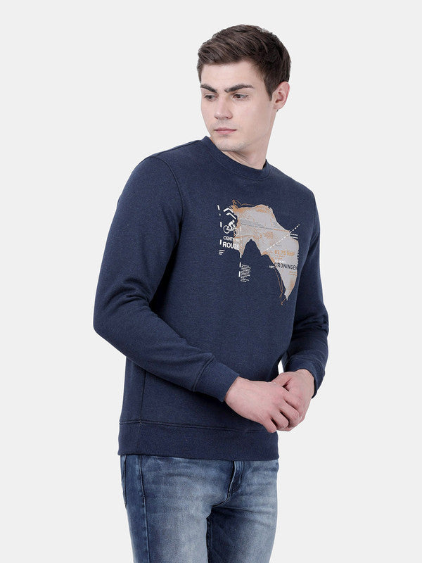 t-base Mood Indigo Melange Cotton Polyester Fleece Melange Sweatshirt