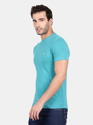 Lapis Cotton Stretch Half Sleeve Striper T-Shirt