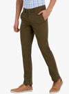 t-base men's Dark Green Solid Cotton Slim Straight Chino Pant