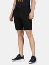t-base Men Black Cotton Stretch Solid Chino Shorts