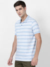 t-base Sky Blue Melange Cotton Polyester Polo Jacquard T-Shirt
