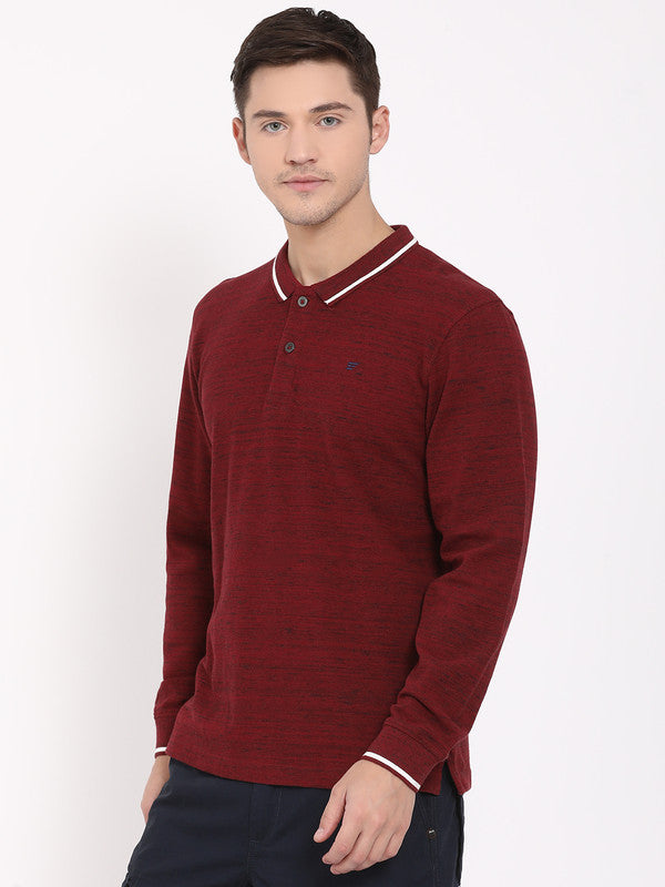 Red Polo Neck Solid T-Shirt