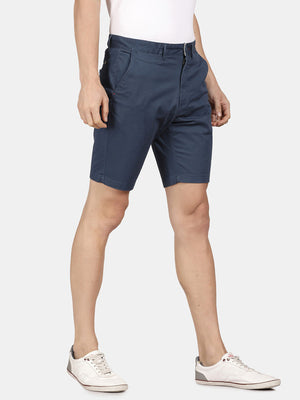 t-base Men Majolica Blue Cotton Stretch Solid Chino Shorts