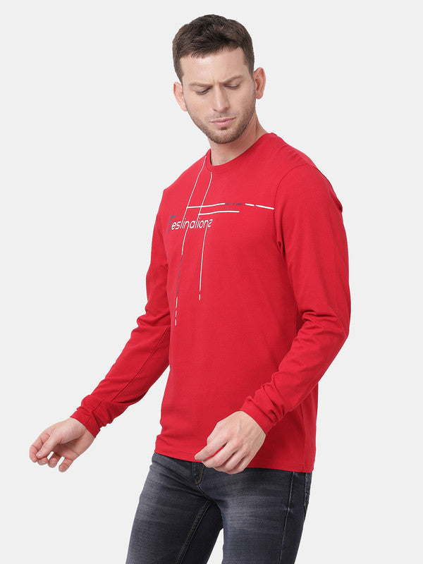 t-base Haute Red Feeder Striper Lycra Jersey Crewneck Melange T-Shirt