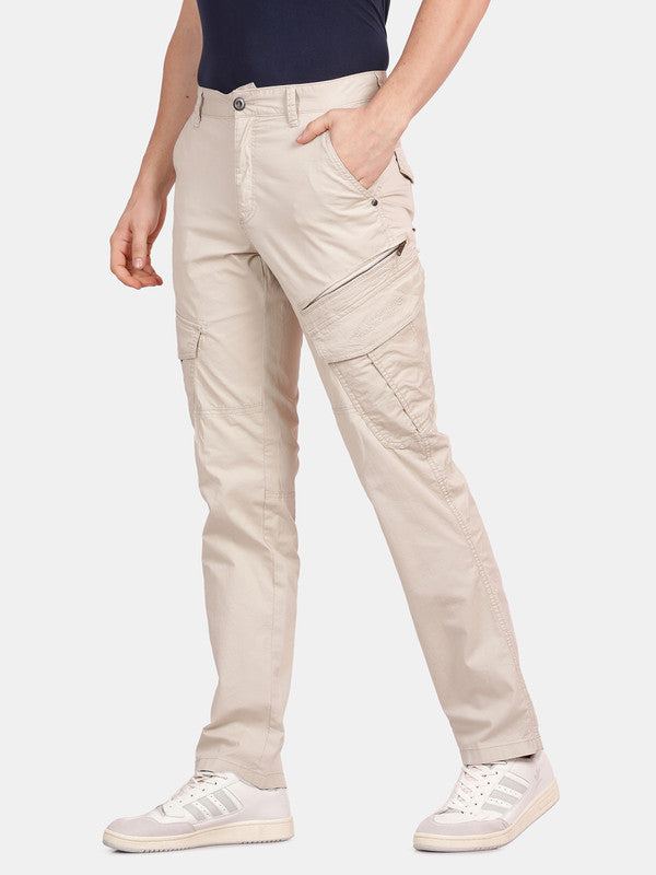 Stone Cotton Stretch Solid Cargo Pant
