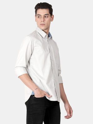 t-base Light Grey Cotton Solid Shirt
