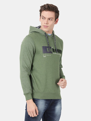 t-base Bronze Green Melange Cotton Polyester Fleece Solid Sweatshirt
