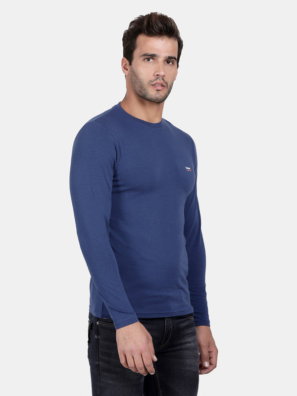 t-base Estate Blue Cotton Stretch Single Jersey Crewneck Solid T-Shirt